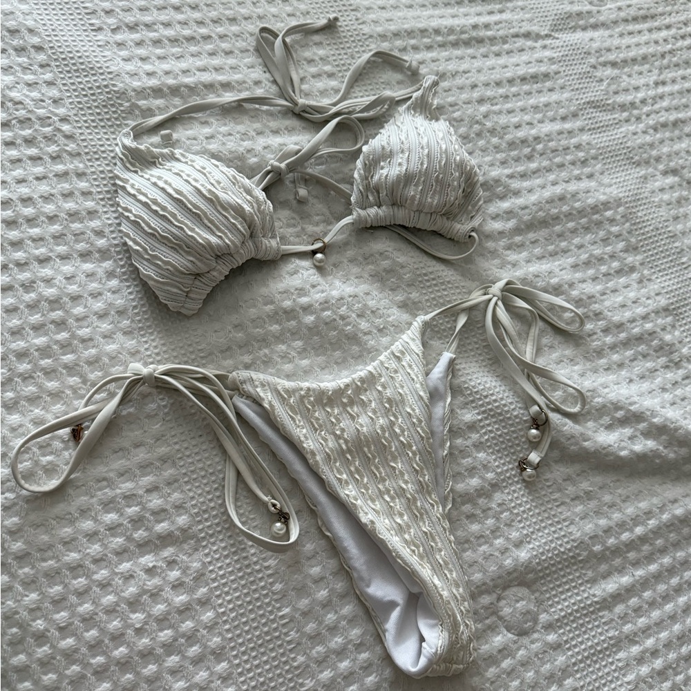 White Ribbed Bikini Set - Picture 2 of 2
